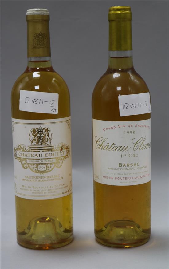 One bottle of Chateau Clinens 1998 and one Chateau Coutet 1998